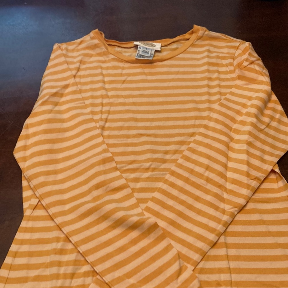 Talbots Tangerine and Cream Long Sleeve Top
